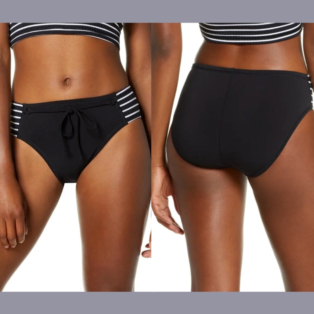 NWT Robin Piccone [ XS ] Sailor High‎ Waist Bikini Bottoms Black/White